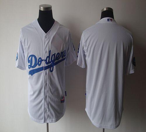 Dodgers Blank White With 50th Anniversary Dodger Stadium Patch Stitched MLB Jersey - Click Image to Close
